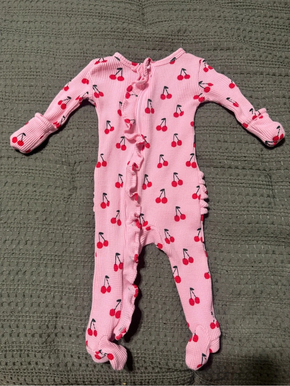 Spearmint love organic ruffle onesie headband not included !